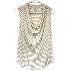 Haani Grey and White Draped Neck Sleeveless top